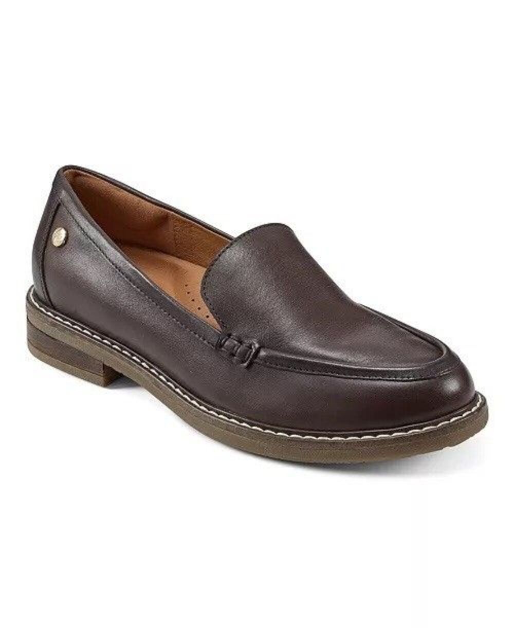 NWOB Easy Spirit Jaylin Loafers Genuine Leather Slip On Dark Brown - Size 6M